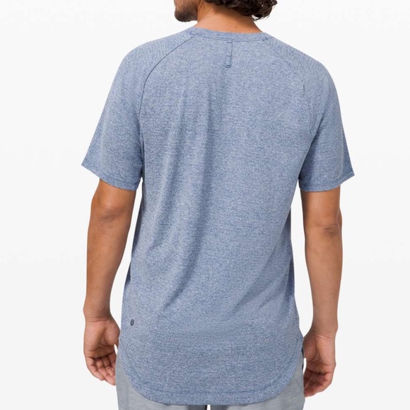Lululemon Drysense Shirt Mens L Heathered Regatta Blue Short Sleeve Curved Hem - Picture 1 of 12